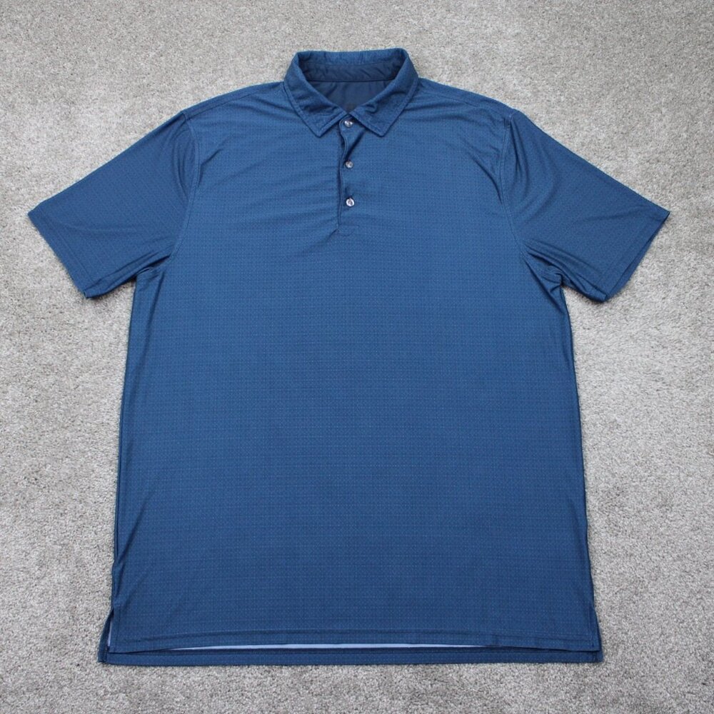 Hickey Freeman Golf Polo Shirt Mens Large Blue Geometric‎ S/S Stretch Pullover